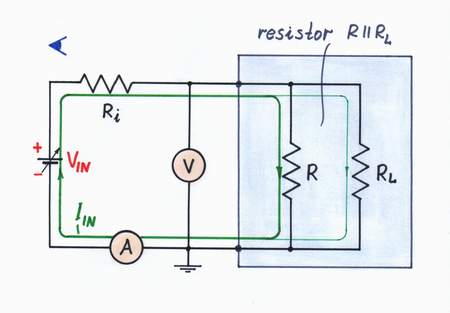 Looking from the side of the input source we see two resistors connected in parallel - R and RL. Click to view full-size picture.