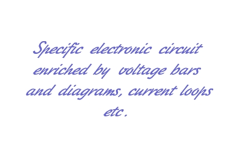 Specific electronic circuit enriched by  voltage bars and diagrams, current loops etc.