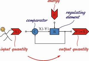 Fig 1: Changing the input X1 of the negative feedback system we control 'elegantly' its output value Y1.