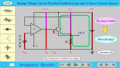 At this step, the tutorial shows how to make an 'ideal' transistor (with Vbe=0). Click the image and then the transistor on the left to view this part of the tutorial.