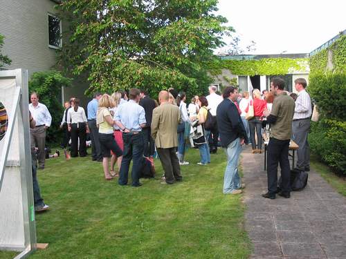 Some of people were observing the match inside the embassy while other stayed outside.