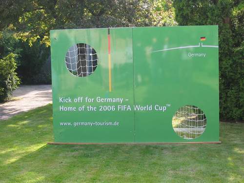 The German hosts were prepared a special football goal, in order to test the sport talent of the guests.